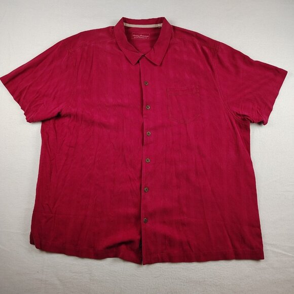Tommy Bahama 100% Silk Red Button Down Shirt Island Modern Fit Sz 2XL - Picture 1 of 10